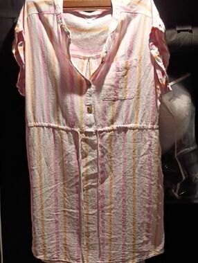 Time and Tru Pastel Striped Button-Front Tunic